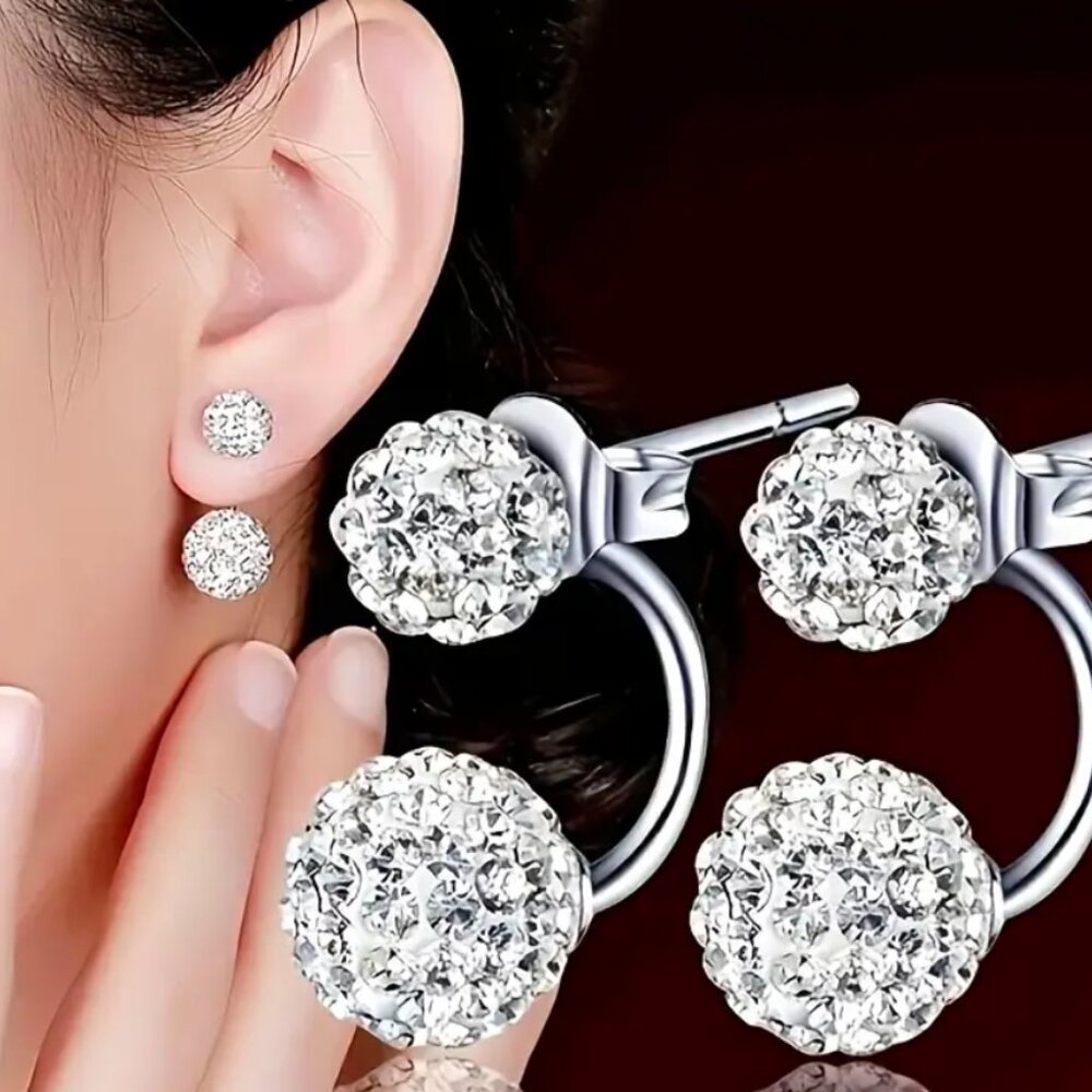 BRAND NEW Elegant Double Ball Shiny Earrings, Set  Sexy Iron-golden NWT
